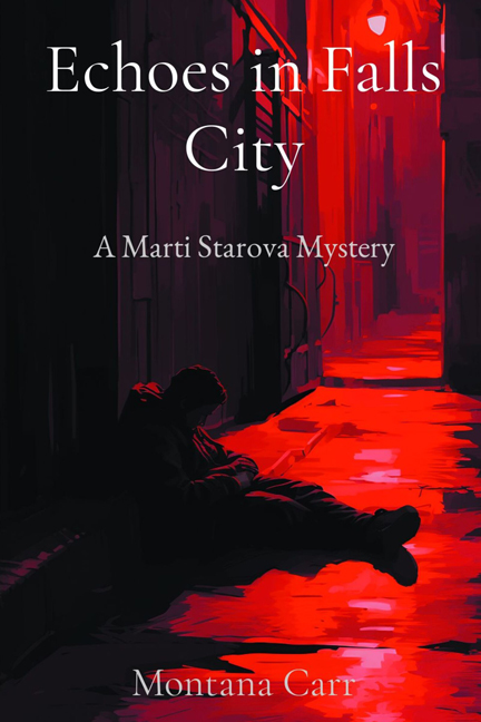 Cover of the erotic private investigator novel Echoes in Falls City, A Marti Starova Mystery by author Montana Carr